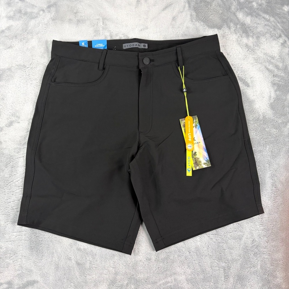 NWT Kyodan Golf Performance Chino Shorts Black Mens Size 32 4 Way Stretch UPF 50